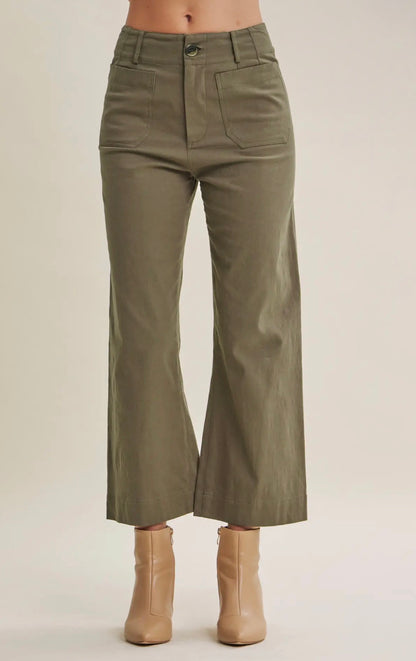 Seasonless Cotton Linen Stretch Straight Leg Ankle Pants