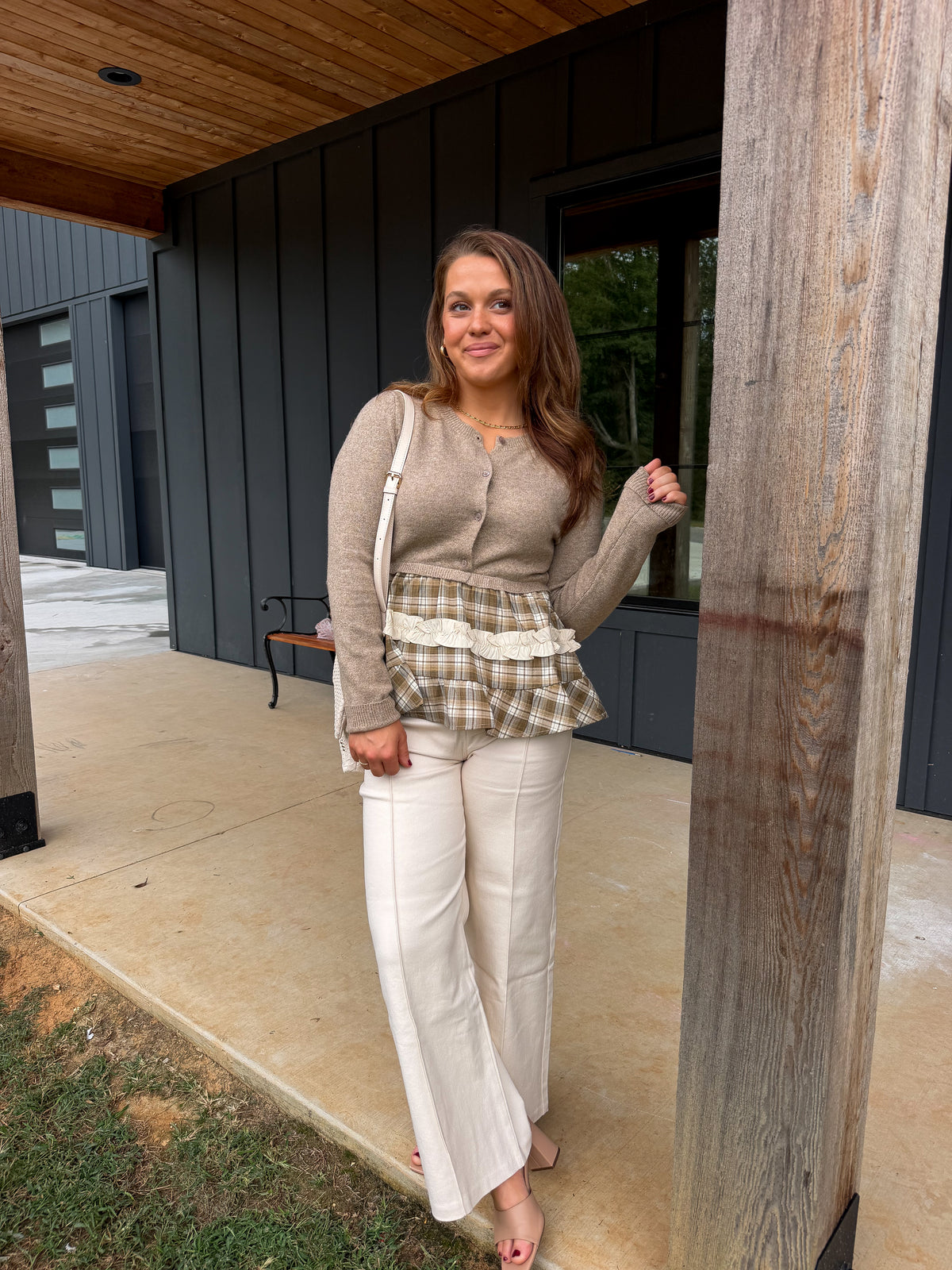 The Plaid Peplum Cardigan