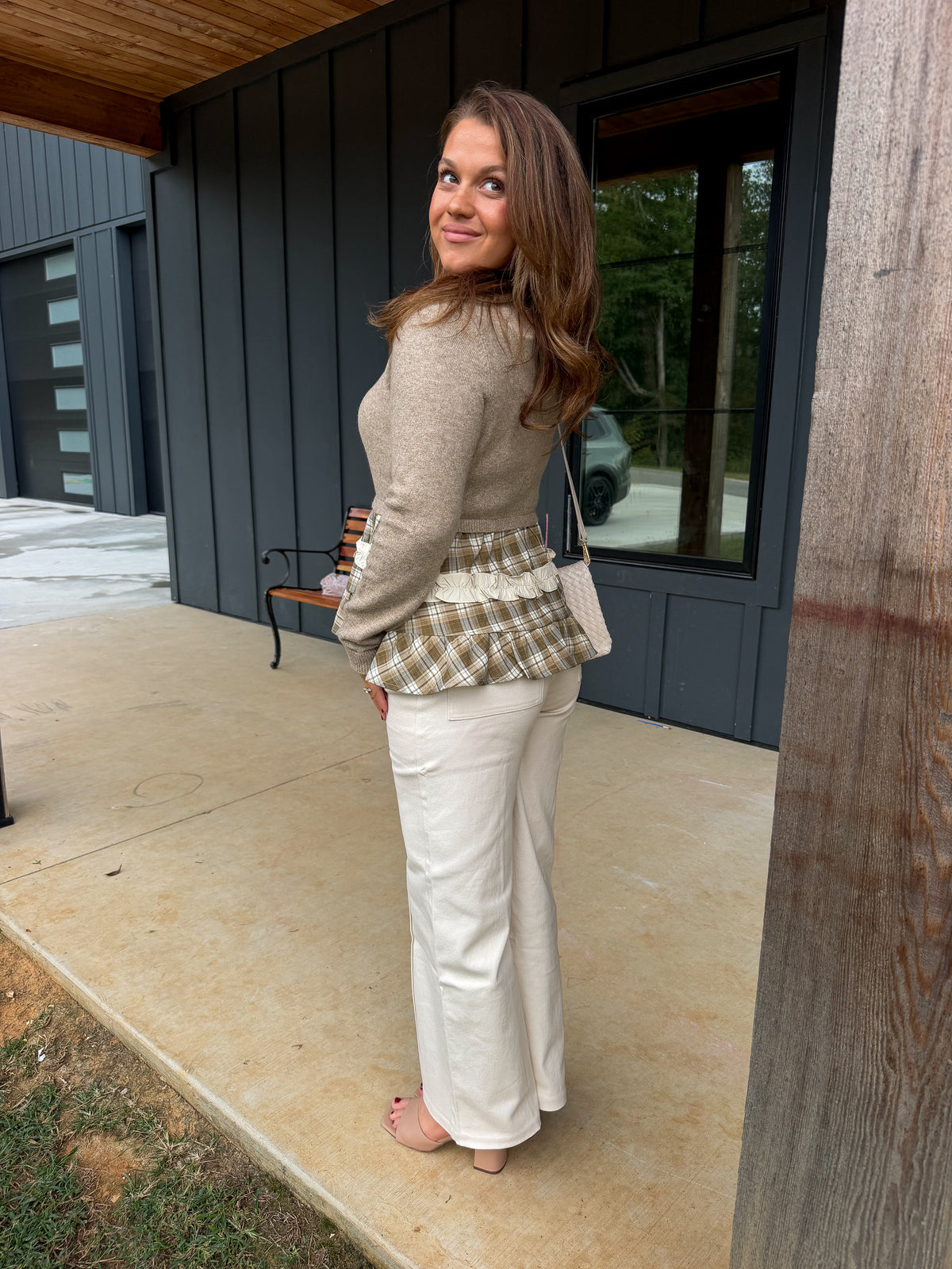 The Plaid Peplum Cardigan