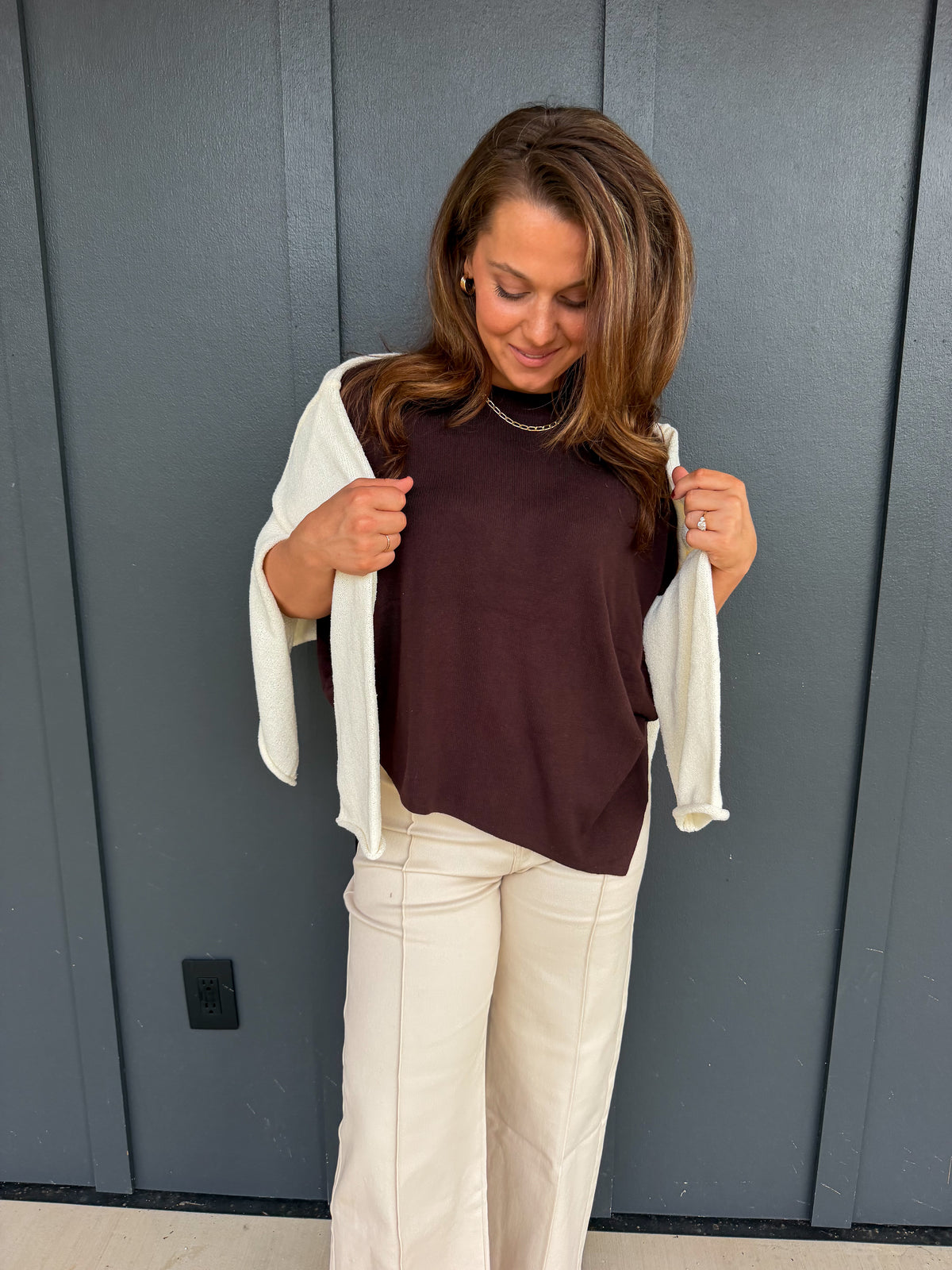 The Chocolate Asymmetric Sweater Top