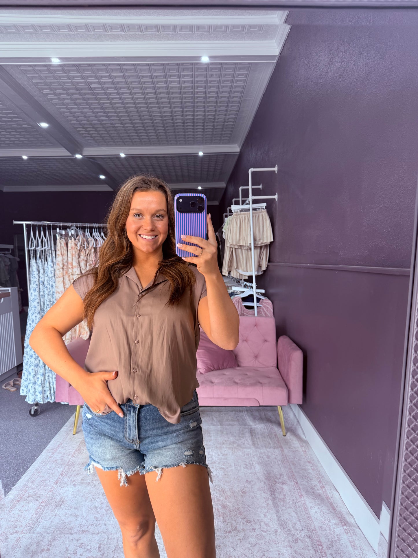 The Soft Structure Button Blouse: Rose