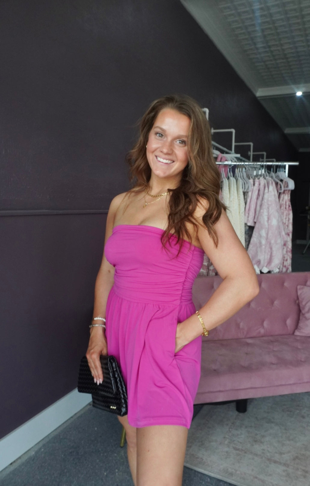 Pink Paradise Strapless Romper