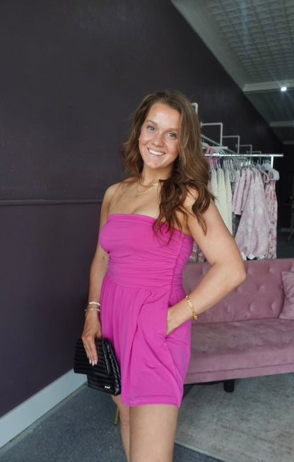 Pink Paradise Strapless Romper