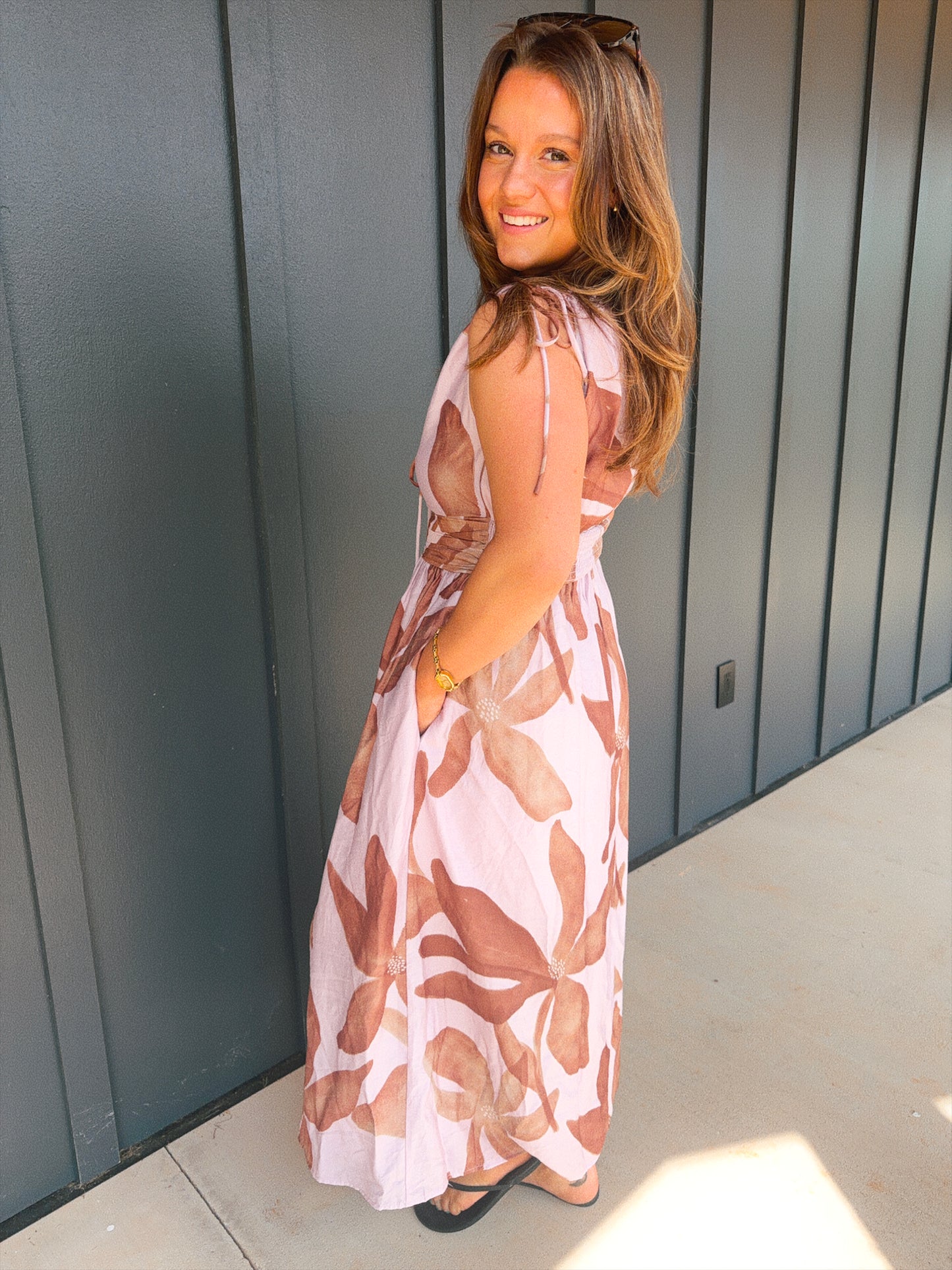 Santorini Floral Midi Dress
