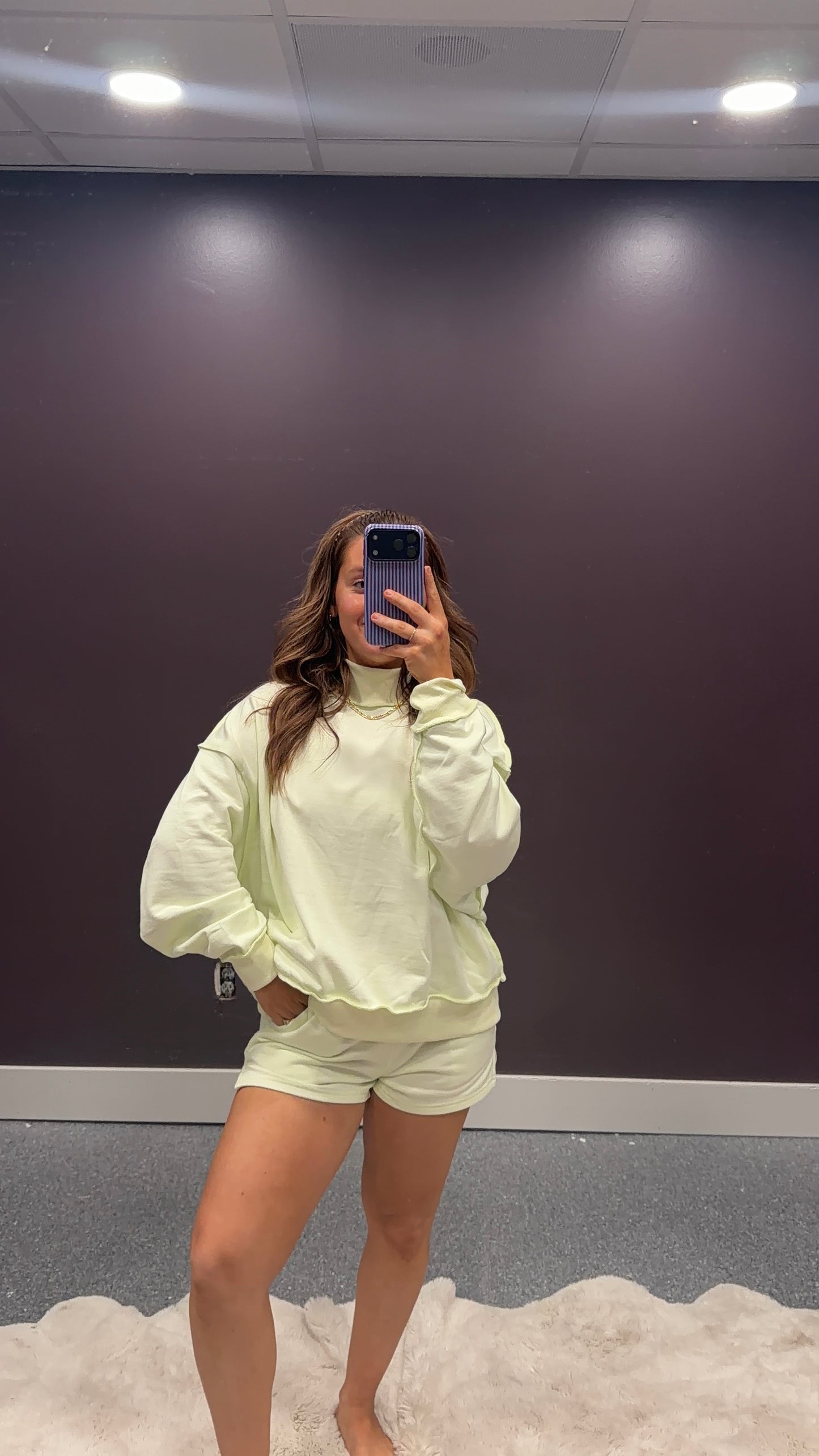 Green Highlight Mock Top