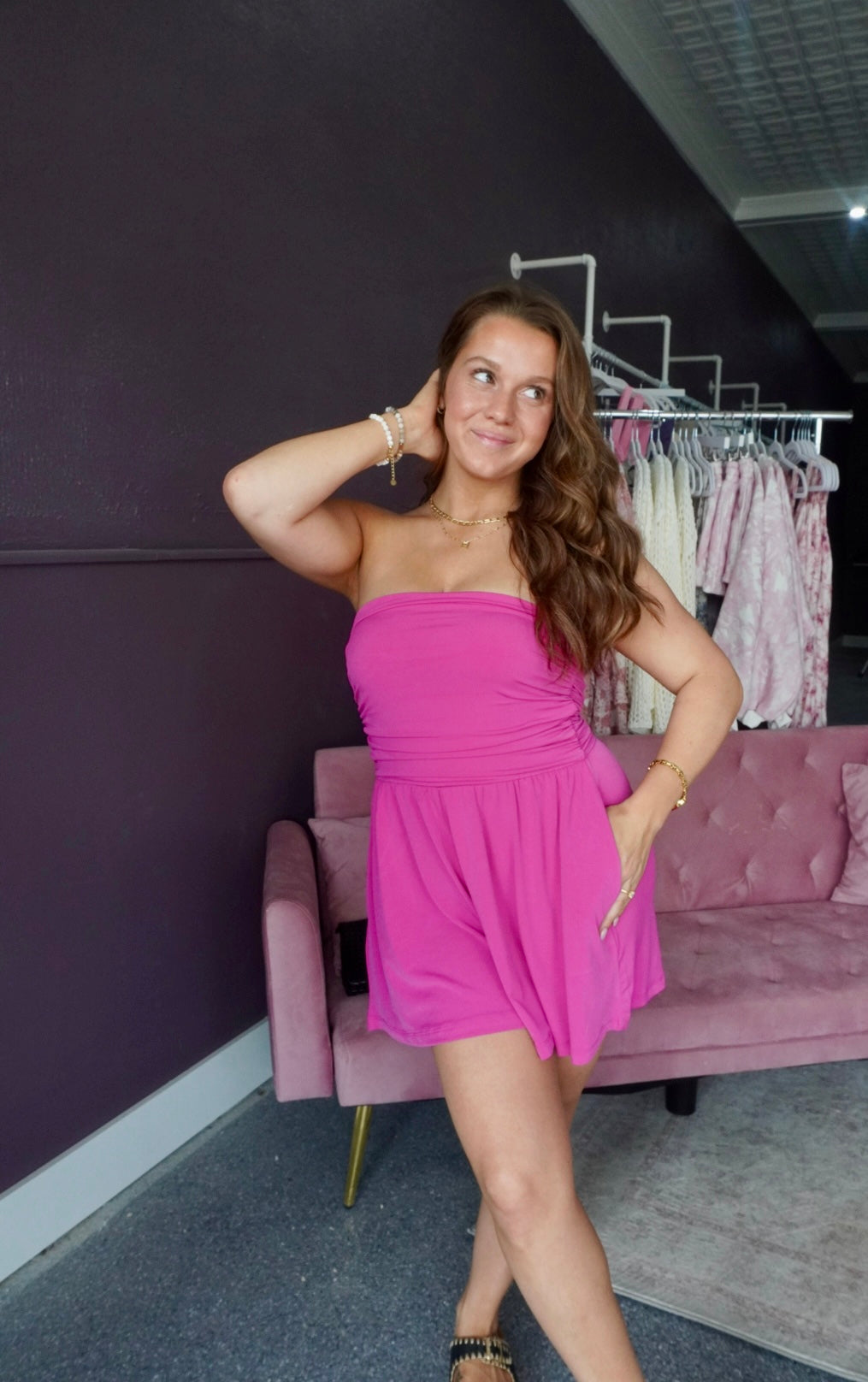 Pink Paradise Strapless Romper