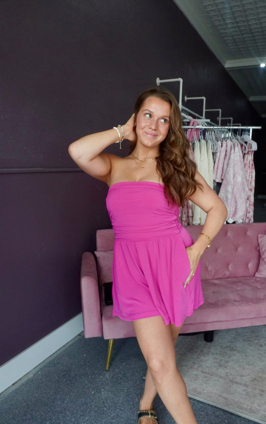 Pink Paradise Strapless Romper