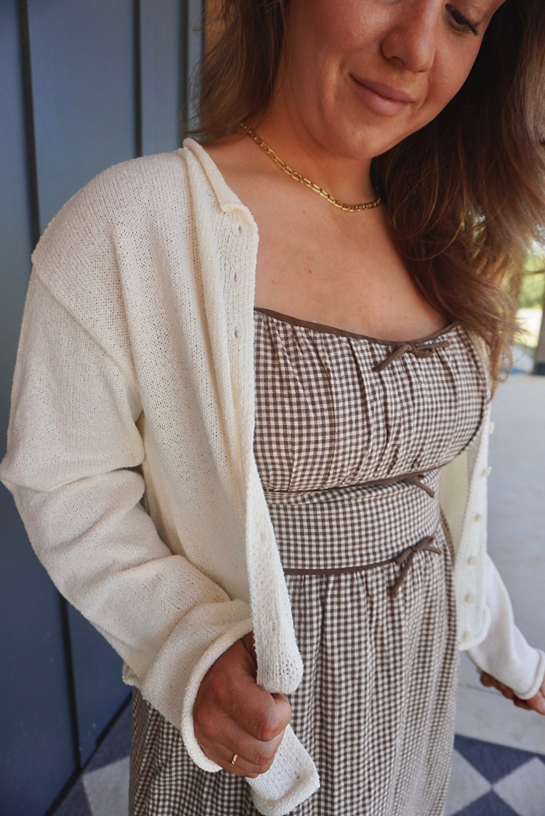 Gingham Bow Detail Midi Dress