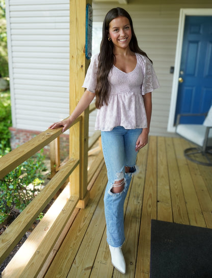 Graceful Bloom Smocked Top