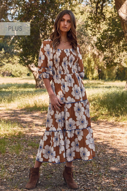 Autumn Wildflower Midi Dress | Curvy